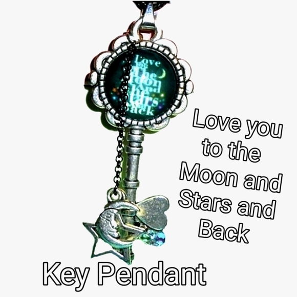 Moon & Stars Embellished Key Pendant - Picture 8 of 11